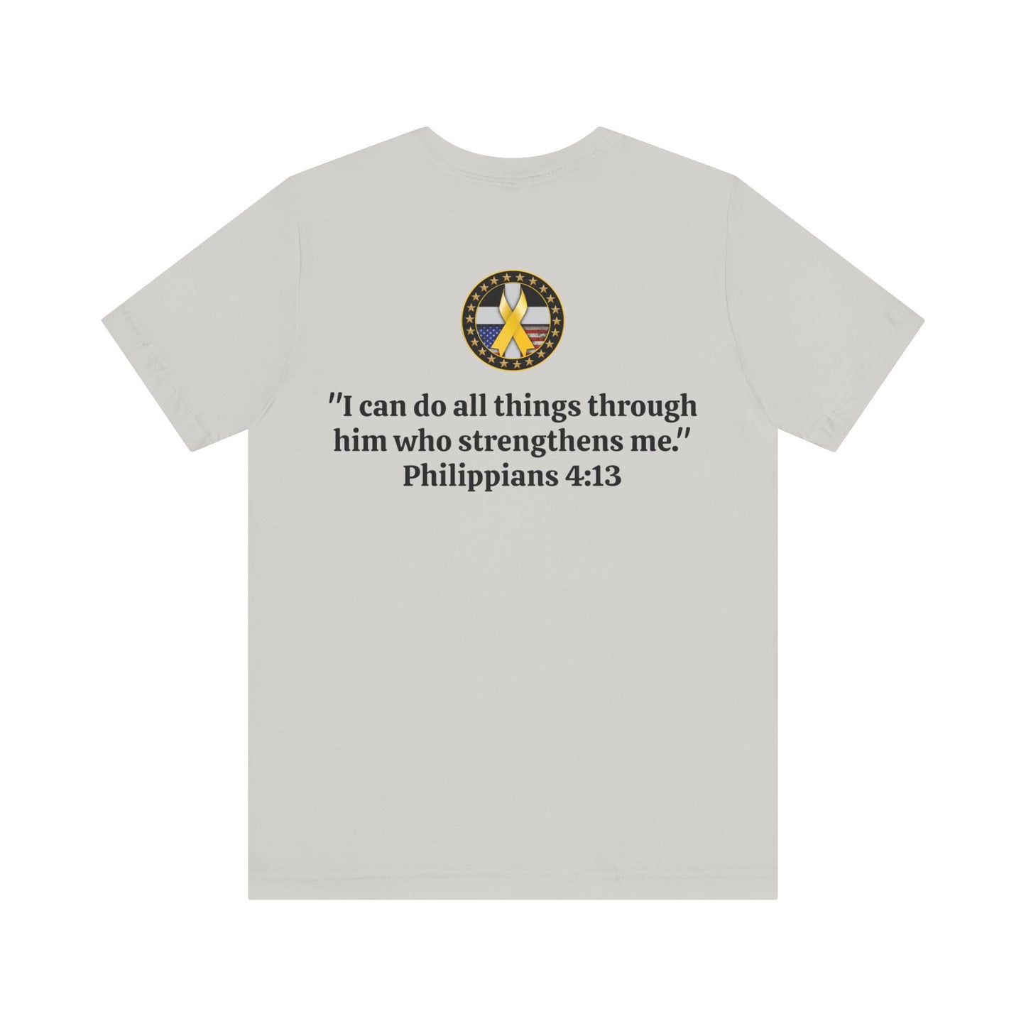 Hero Philippians 4:13 Scripture Unisex Jersey Short Sleeve Tee