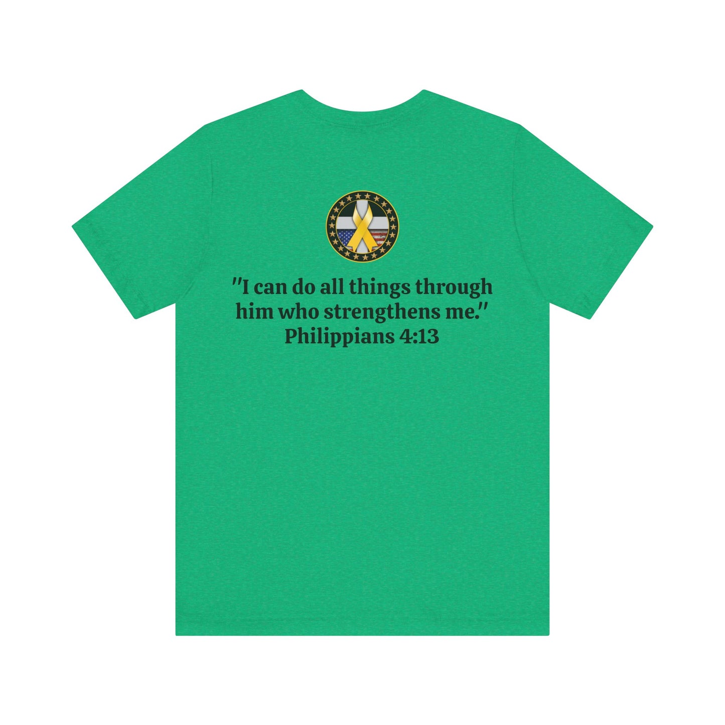 Hero Philippians 4:13 Scripture Unisex Jersey Short Sleeve Tee