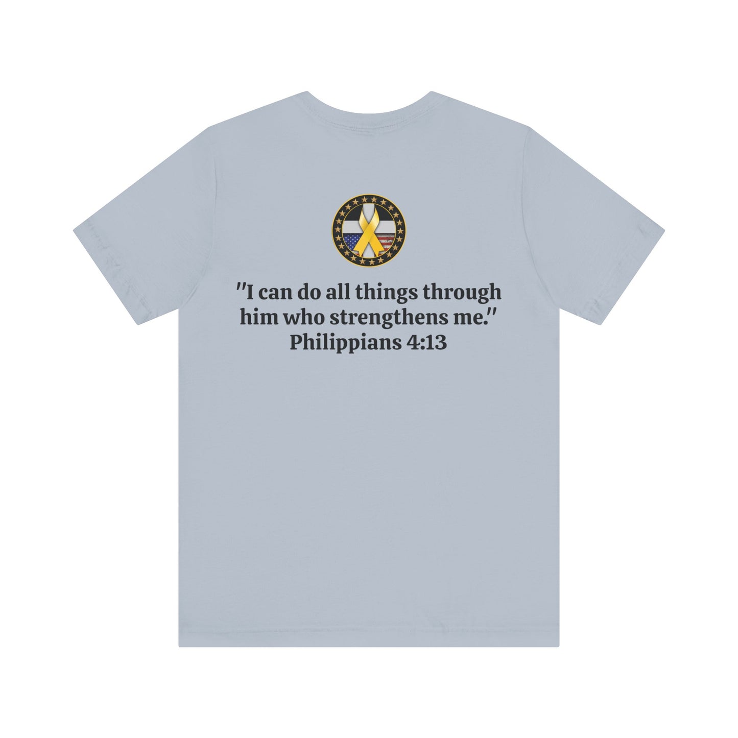 Hero Philippians 4:13 Scripture Unisex Jersey Short Sleeve Tee