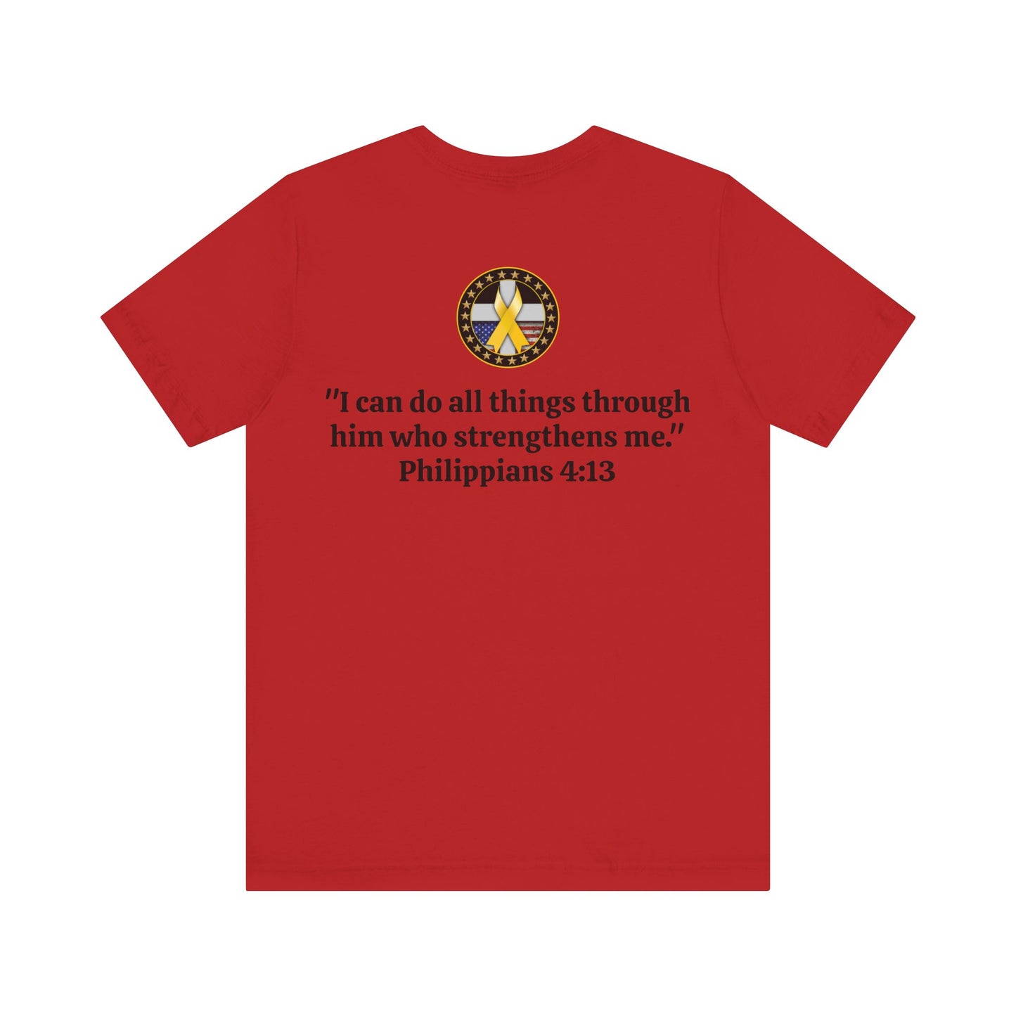 Hero Philippians 4:13 Scripture Unisex Jersey Short Sleeve Tee